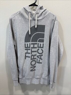 The North Face Light Gray Pullover Hoodie with Dark Gray Logo